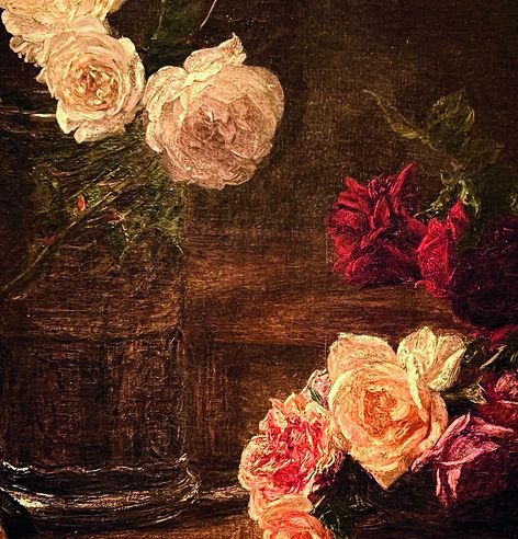 Naturaleza muerta al óleo con rosas